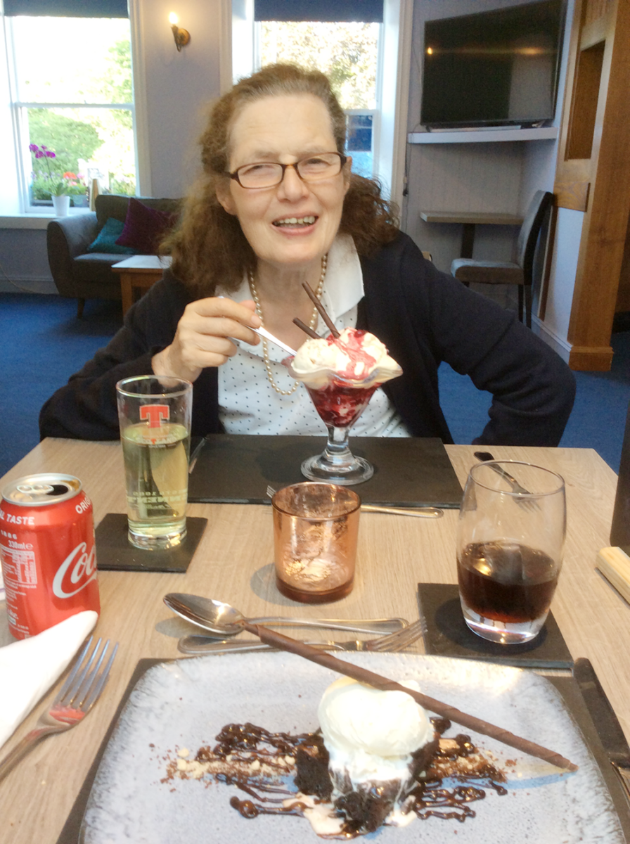 Elizabeth enjoying a famous Cream of Galloway ice cream